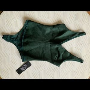 BCBG Green Suede Bodysuit
